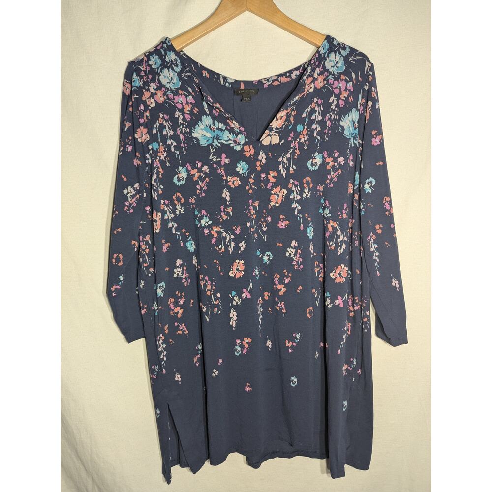 J Jill‎ Wearever Womens floral tunic blouse Top Sz XL flowy lightweight rayon